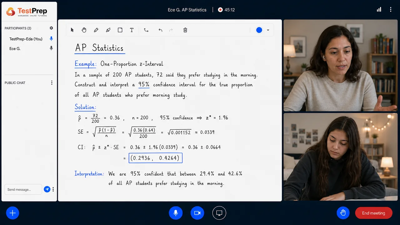 AP Statistics — one-to-one lesson