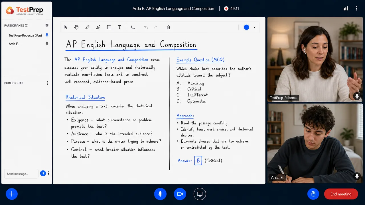 AP English Language — one-to-one lesson