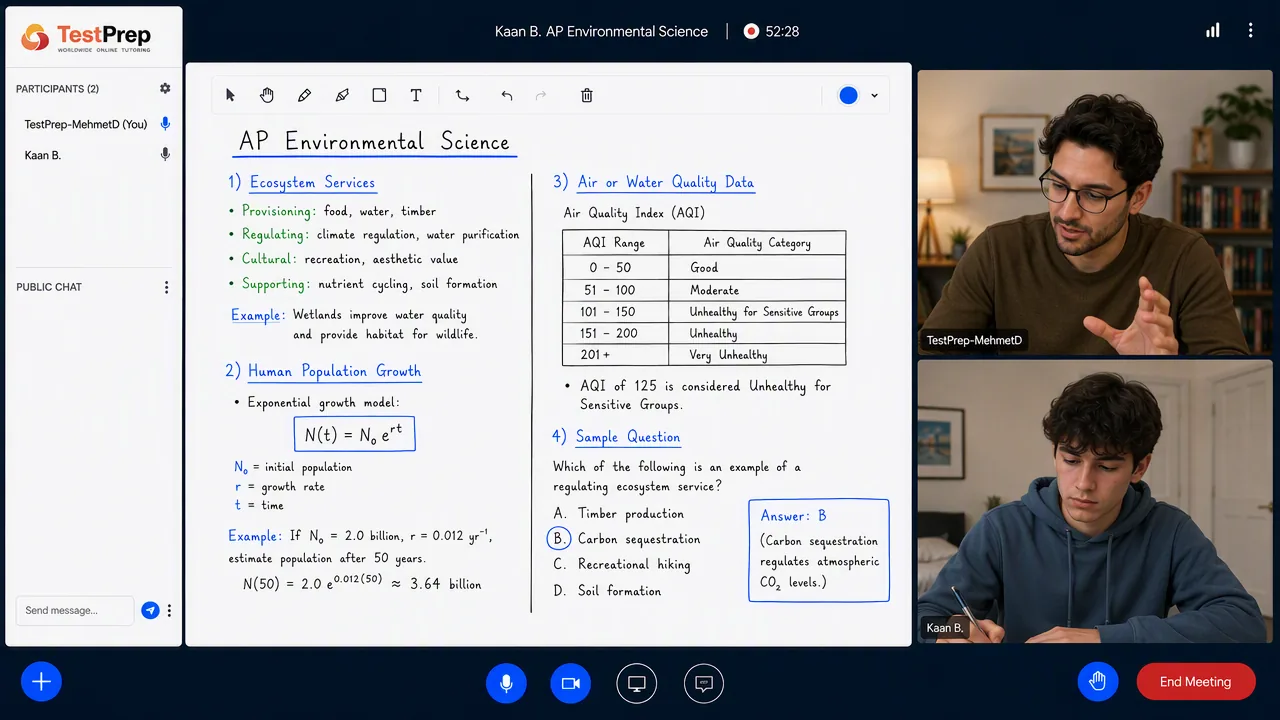 AP Environmental Science — one-to-one lesson