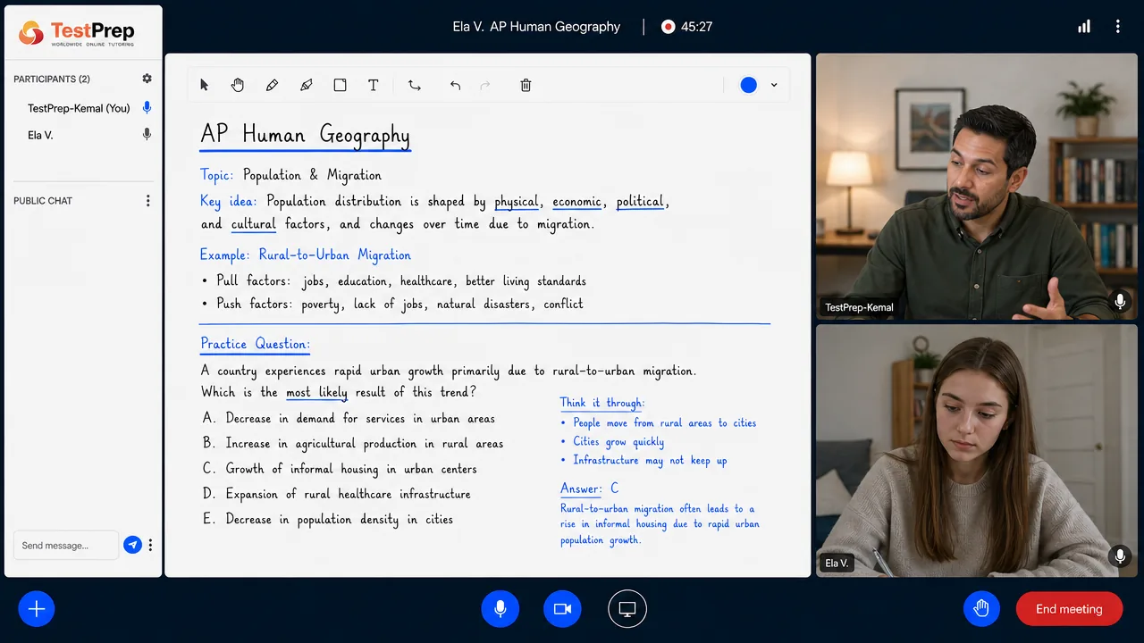 AP Human Geography — one-to-one lesson