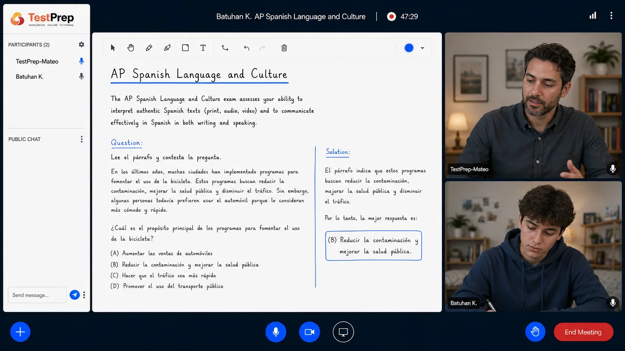 AP Spanish Language — one-to-one lesson