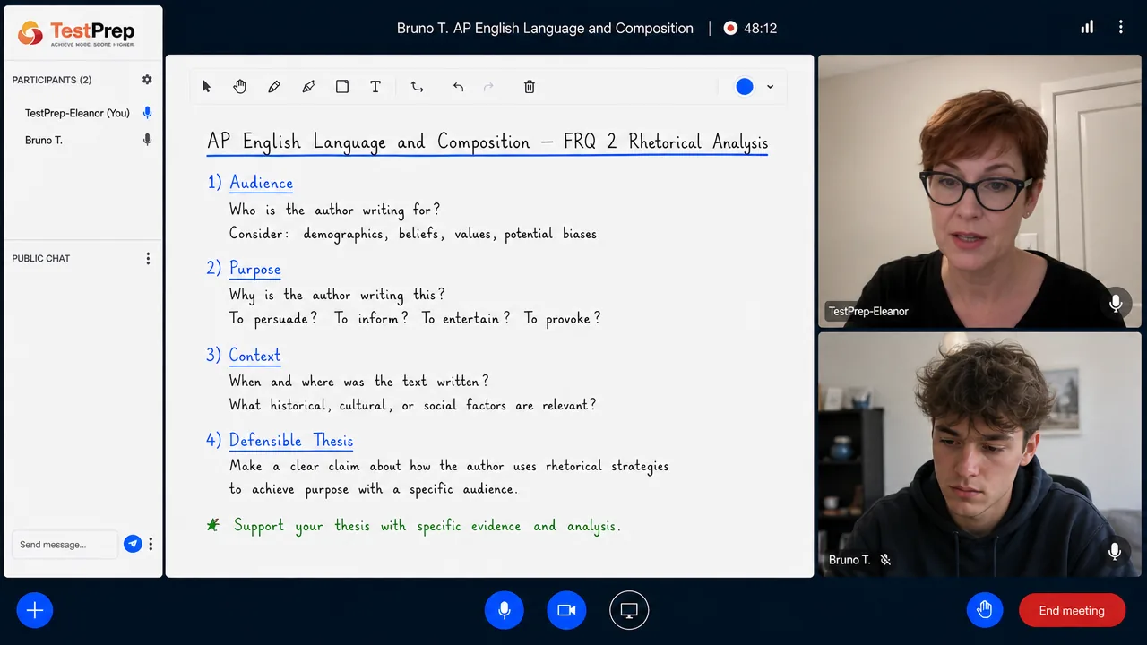 From a TestPrep AP English Language and Composition private lesson