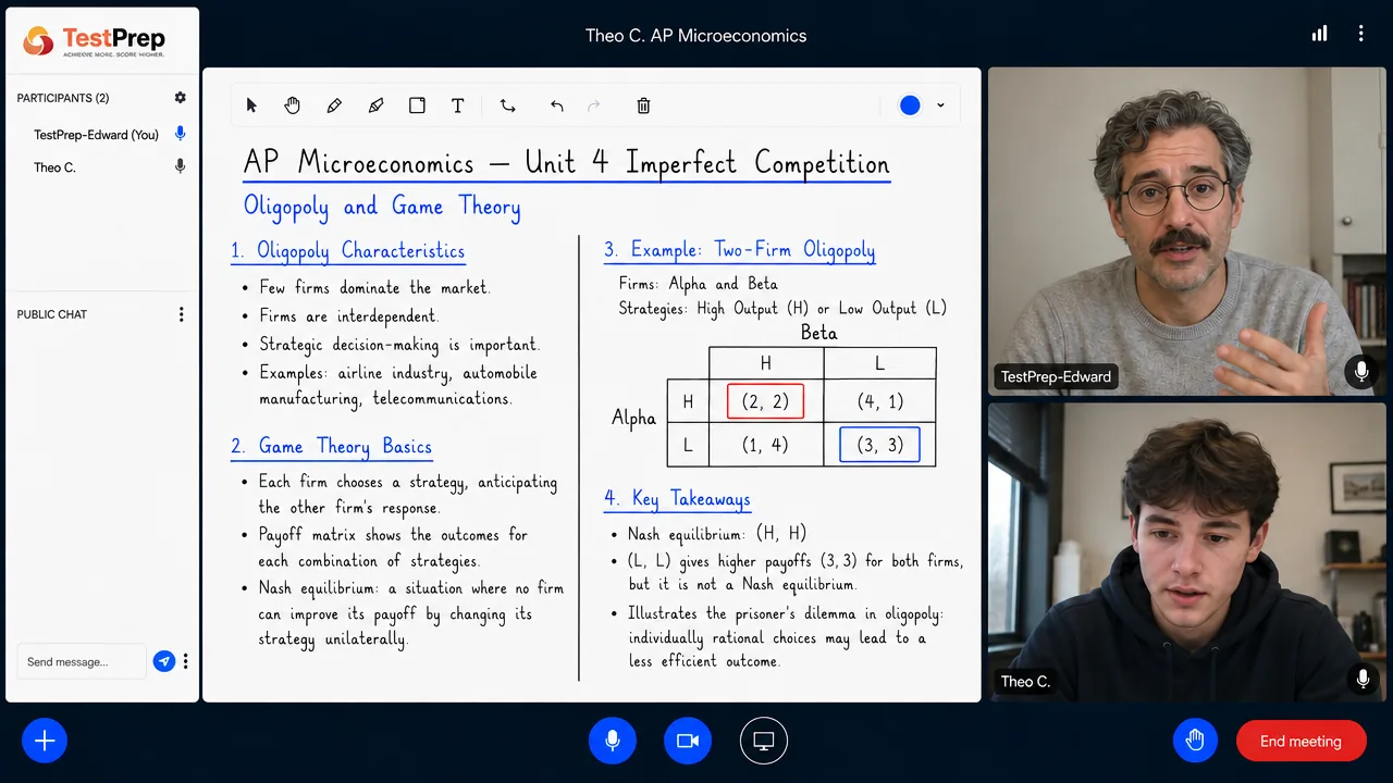 From a TestPrep AP Microeconomics private lesson