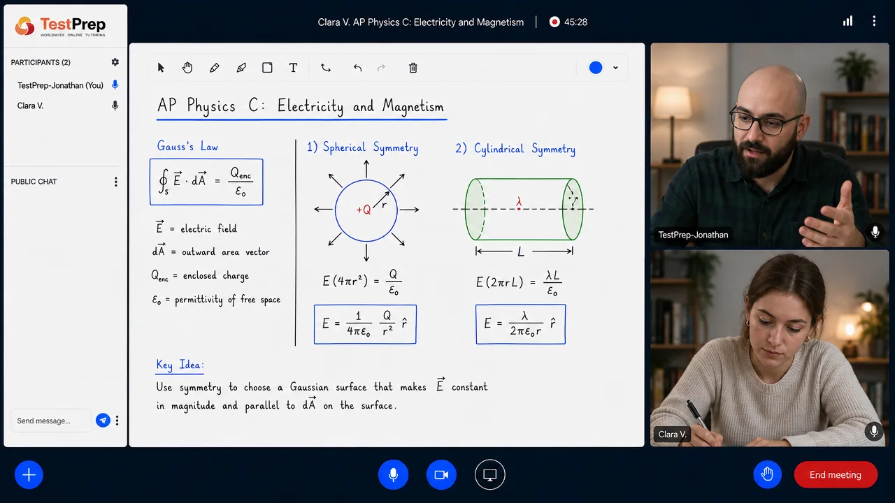 From a TestPrep AP Physics C: Electricity and Magnetism private lesson