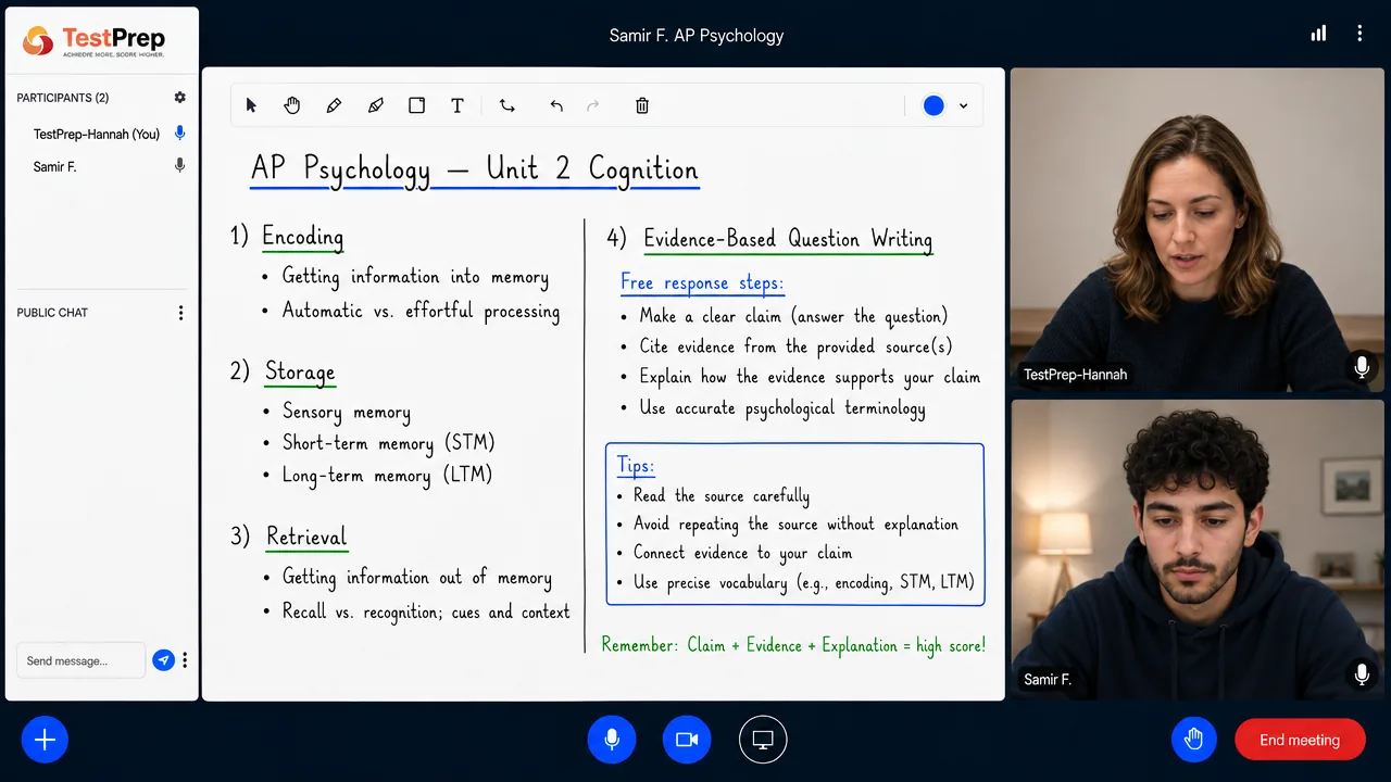 From a TestPrep AP Psychology private lesson