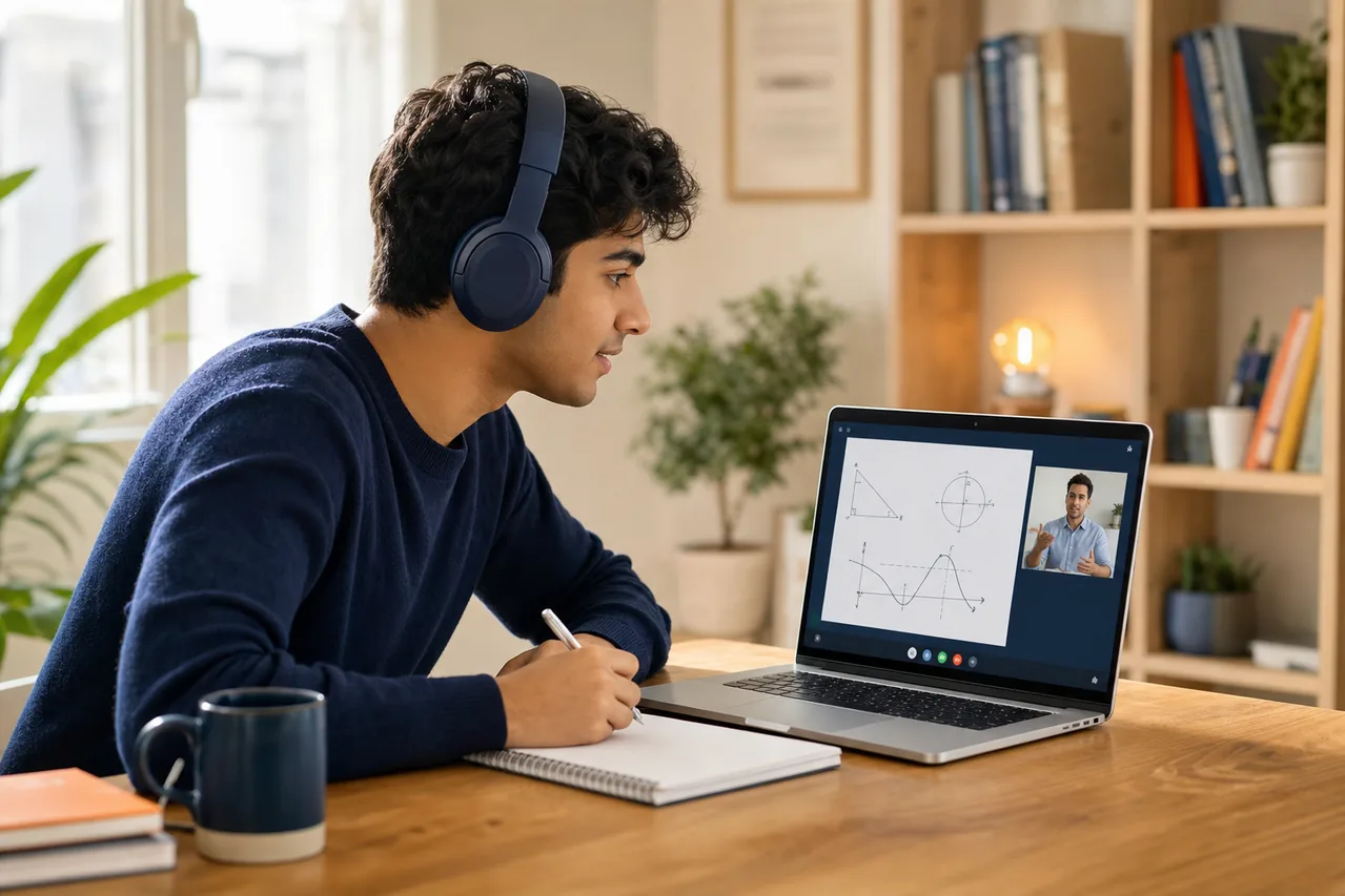 Student attending a live one-to-one online lesson
